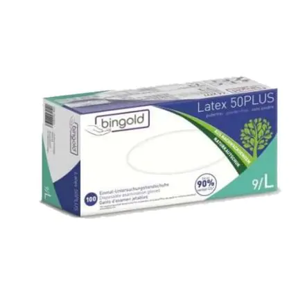 BINGOLD 100 gants Latex 50Plus non pou