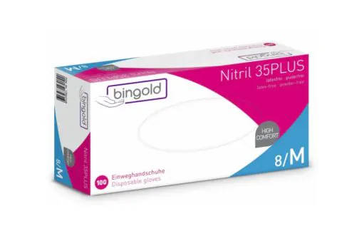 100 gants Nitrile 35Plus taille M non poudres blanc