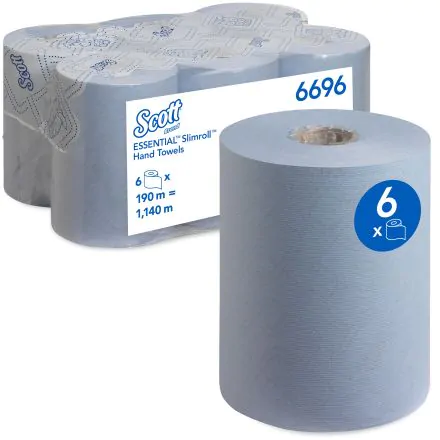 Kimberly-Clark 6 bobines Ess-Mains Scott essential slimroll bleu
