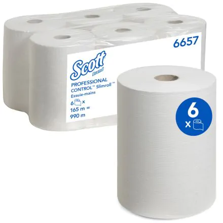 Kimberly-Clark 6 bobines Ess-mains Scott slimroll blanc